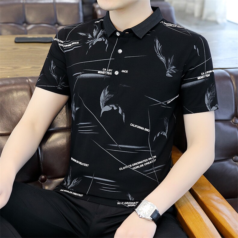 POLO衫男士短袖t恤夏季2023新款冰丝薄款宽松休闲翻领潮牌体恤衫,男装T恤,电商B212（原钱塘6029）