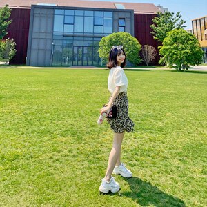 2021高腰小清新雪纺A字短裙不规则显瘦碎花半身裙女蛋糕鱼尾，女装套装/套裙，潮品会