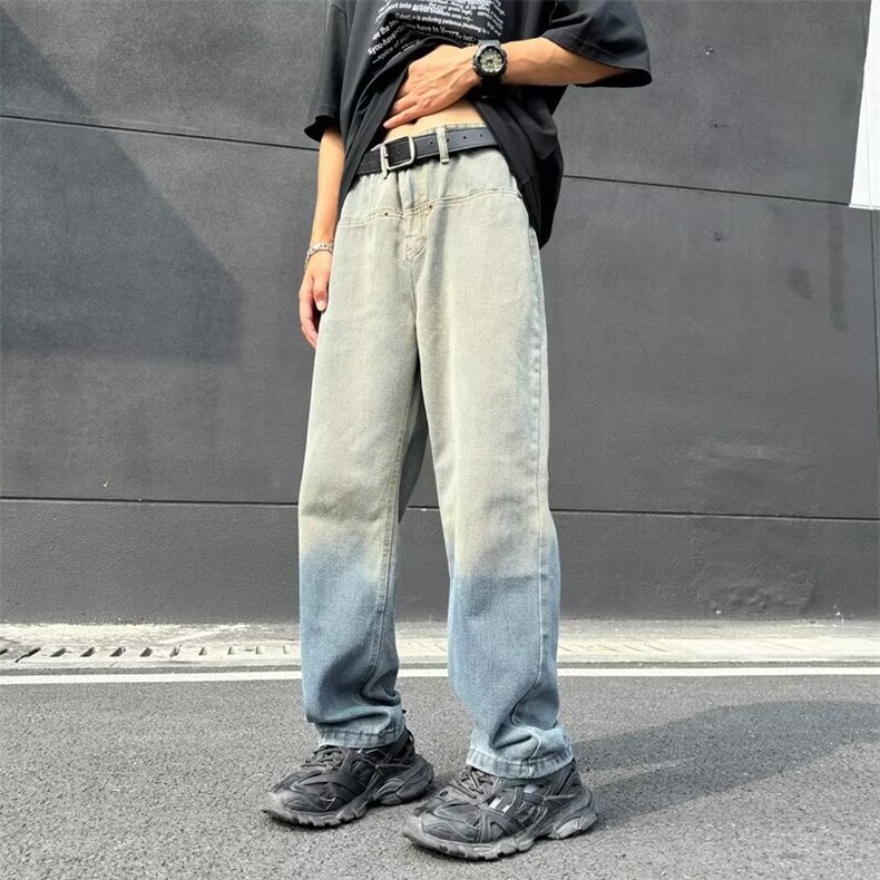 2024美式渐变牛仔裤男款直筒长裤潮 NDK08 P52图片