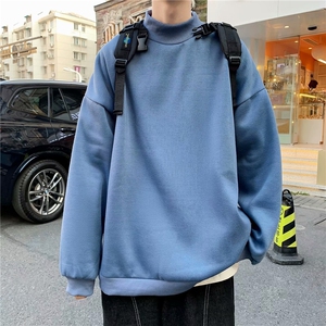 港风秋冬款男半高领卫衣加绒宽松打底外套WY47 P35图片
