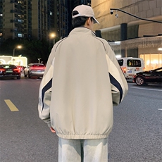 潮牌美式撞色拼接运动立领外套男宽松百搭夹克JK01572-P73，男装夹克，星座308B-2