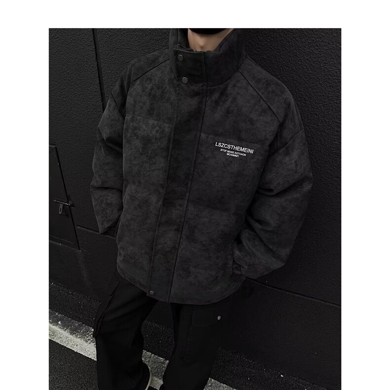 春秋新款女防风防水网衬外套男雾面PU皮充棉面包服图片