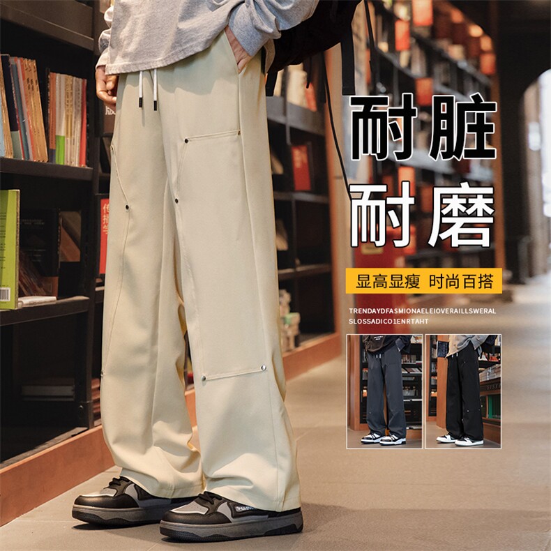 秋季男生拼接休闲裤 情侣户外宽松直筒裤K150-P30图片