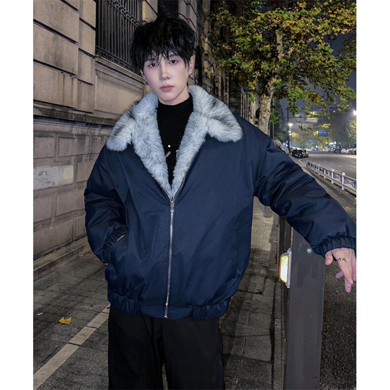 做旧座山雕解构毛领棉服男女冬季高级感保暖加厚情侣棉衣外套,男装棉衣,星座903-1