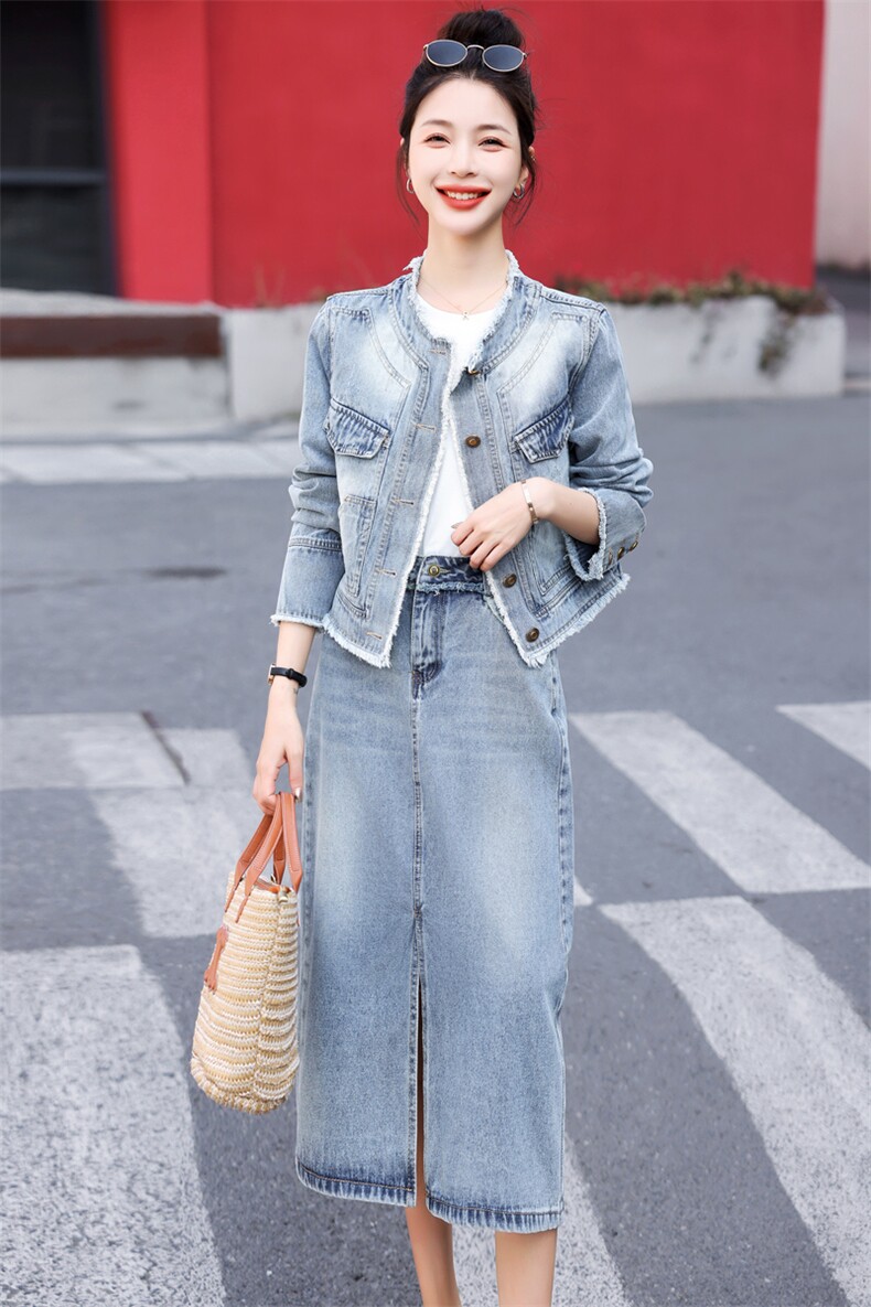 小香风牛仔套装半身裙女春季2025新款高级感气质连衣裙两件套减龄,女装套装/套裙,意芙
