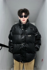 405A美式高街个性金属设计假两件pu皮棉服MY24925-P155控188，男装棉衣，星座405A