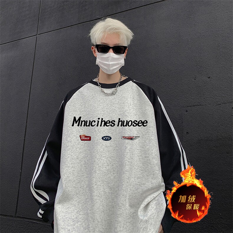 抖音得物供货提供视频秋冬重磅美式宽松织带圆领卫衣0786,男装卫衣,电商A486
