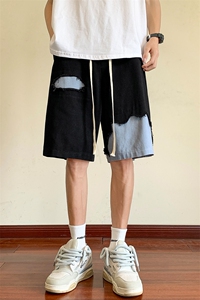 8XL-M 特大码短裤男夏季新款大码vibe破洞拼接高街短裤DK1518P50图片