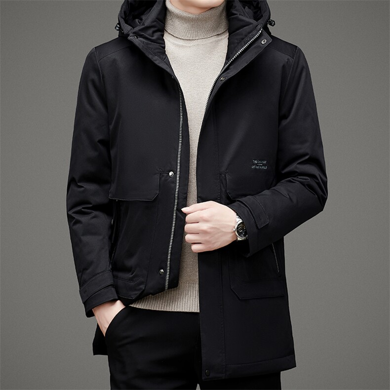 羽绒服男装中长款2023年冬新款连帽休闲百搭外套SNNYR873302-P300,男装羽绒服,电商B212（原钱塘6029）