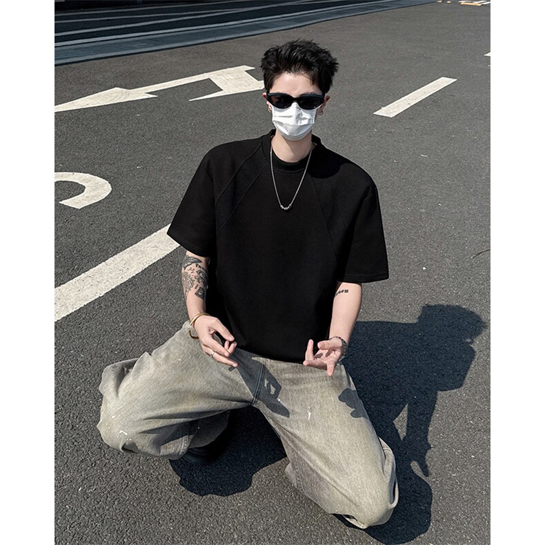 t恤男款夏季短袖cleanfit美式复古五分袖T0257-P36,男装T恤,星座308B-1