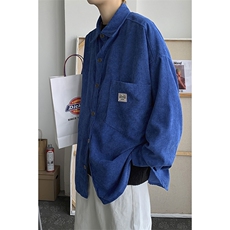 秋冬灯芯绒加绒加厚长袖衬衫外套港风宽松男女潮夹克H222/P65，男装夹克，电商A221A