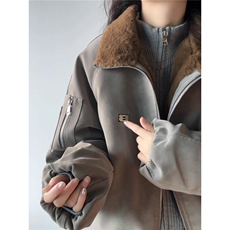 冬季新款翻领拉链宽松夹克棉袄美式加绒加厚保暖一件过冬棉服外套，男装夹克，星座506A