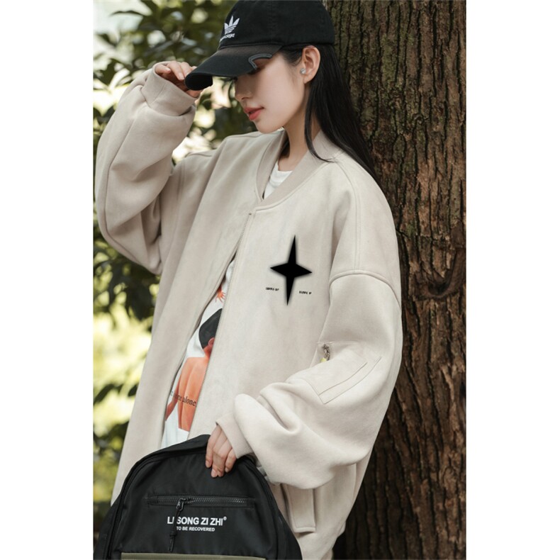 23/美式麂皮绒飞行棒球服中性风男女夹克外套JF3281-P80控108图片
