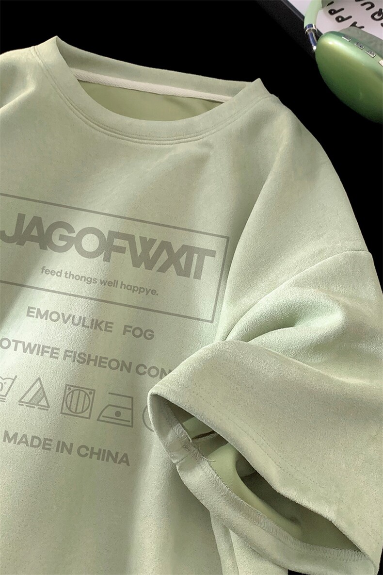 量大优供视频重磅麂皮绒短袖t恤男JT517-特p19,男装T恤,电商B371