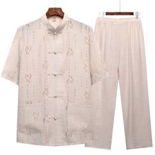 787/款！爸爸夏季唐装套装中老年民族服装老人运动套装短袖，男装套装，星座1216（原钱塘722）