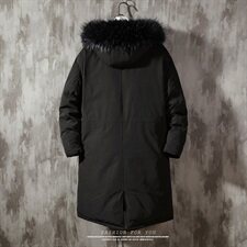 2019冬季新日系水泥墙大码男抽绳大毛领保暖中长款棉衣M738-P145，男装棉衣，电商A001