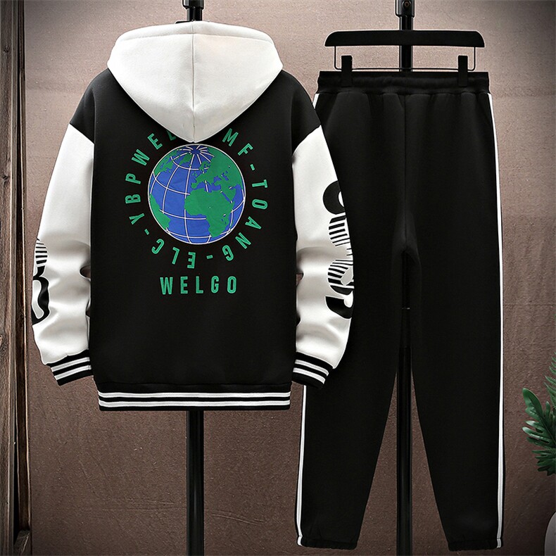 新款冬季卫衣棒球服连帽夹克男装青少年运动休闲套装DF316-2P85,男装休闲套装,电商A086