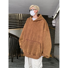 得物抖音高品质二开380克重磅做旧炒雪花纯色连帽水洗卫衣CM16，男装卫衣，电商A486