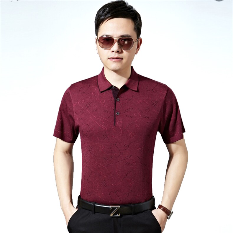 爸爸t恤短袖夏装新款中老年人父亲夏季上衣服爷爷中年男士polo衫,男装T恤,电商B212（原钱塘6029）