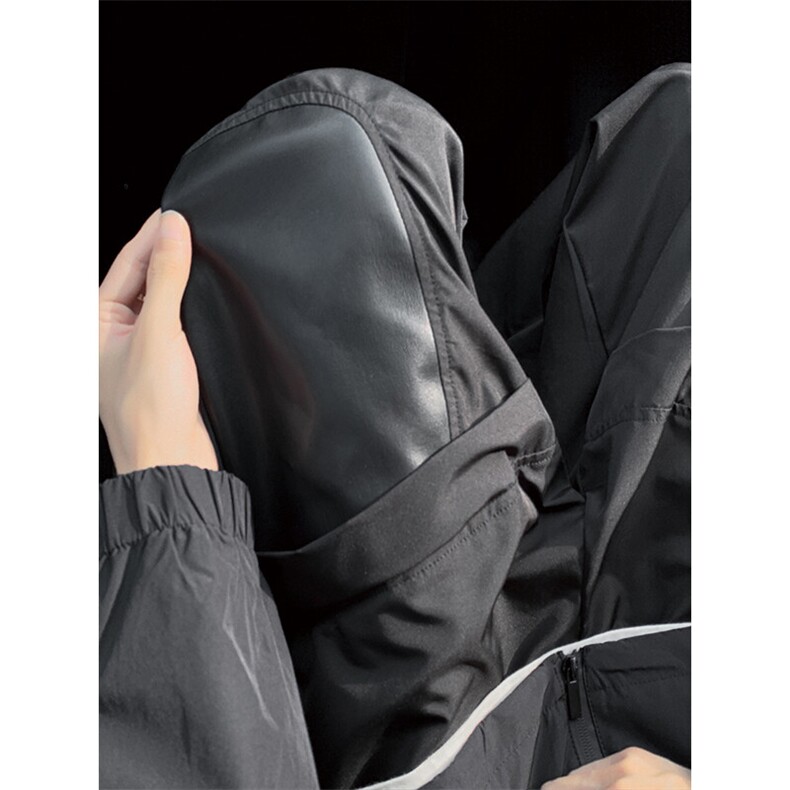 8XL-M春季拼接PU皮冲锋裤男特大码防风防水登山工装裤KZ016P53，男装皮裤，电商B312