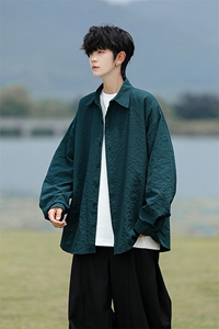 8XL-M泡泡纱盐缩肌理长袖衬衫男夏季冰丝外套防晒衬衣CS29007P40图片