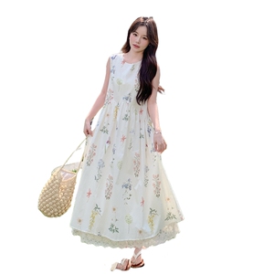 【度假风】法式轻熟风甜美收腰碎花无袖连衣裙A232-2-P125-k188图片