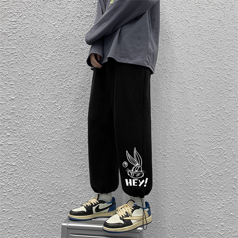 K13197-P35 加绒-P45 可束脚加厚加绒运动裤男大码宽松直筒卫裤男图片