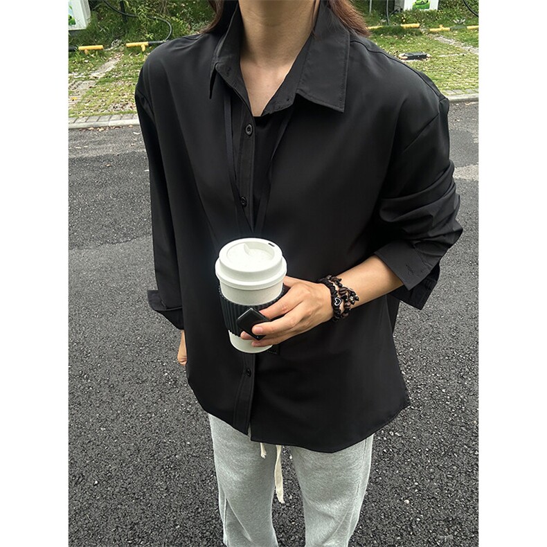 四季薄款冰丝长袖衬衫男简约纯色垂感休闲长袖痞帅衬衣CS031-P28,男装衬衫,星座301C-5