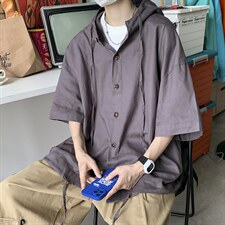 夏季日系抽绳防晒衣2023新款韩版宽松连帽五分袖上衣W3241-P35，男装夹克，星座512-2