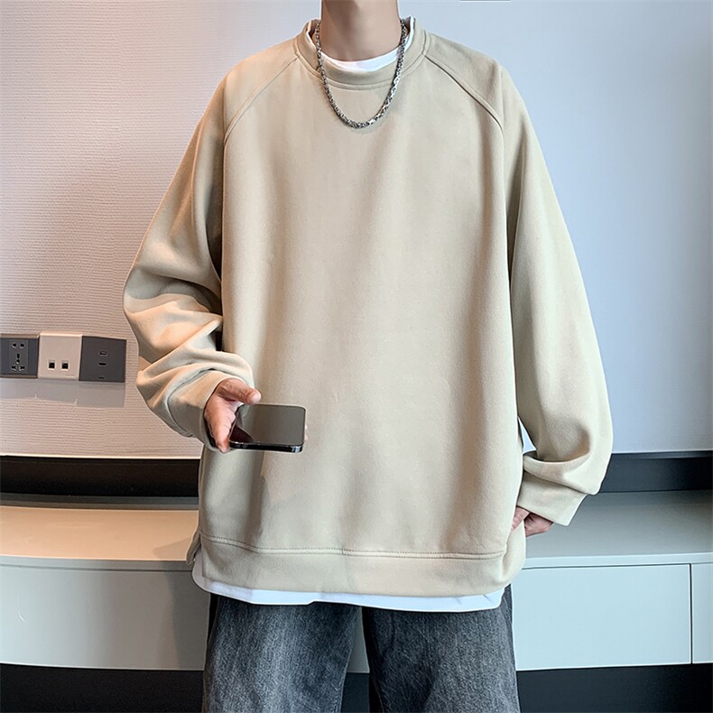 纯色长袖卫衣男秋款青少年长袖圆领拼接外套WY0027P38,女装短外套,星座1013-1