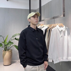 卫衣男春秋季2025新款宽松潮牌翻领衣服男款纯色百搭秋装运动上衣图片