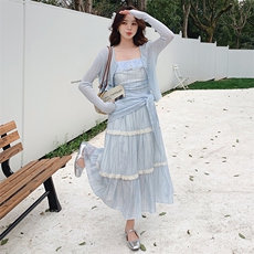 2025年春夏甜美温柔风两件套连衣裙b1-220-1008-p185-k280，女装连衣裙，浙宝220