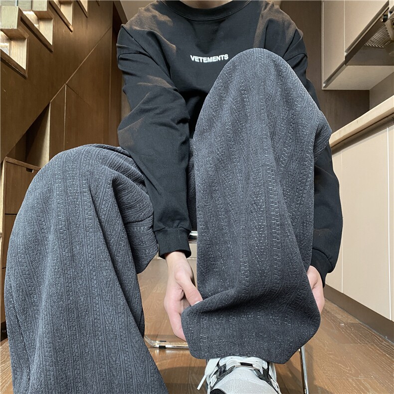 2025春季新款潮流麦穗条宽松直筒休闲裤B315-K25671-特P35控68,男装休闲裤,电商B315