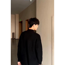 重磅秋冬北极绒双拉链毛衣开衫美式复古休闲慵懒风宽松针织衫外套，男装针织衫/毛衣，电商A486-1