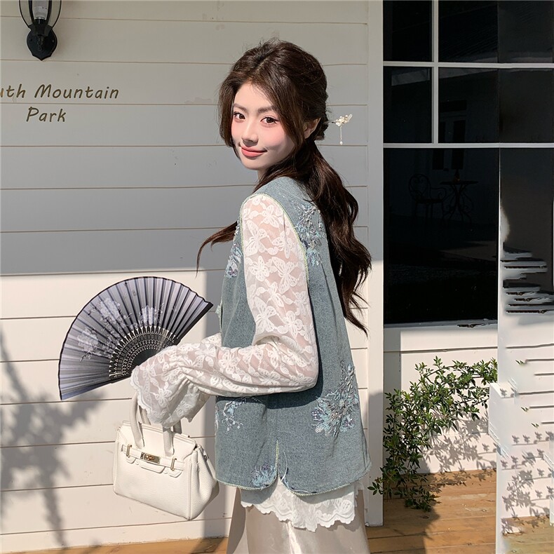 现货新款牛仔马甲套装2B114-P215-K358,女装牛仔外套,网红馆