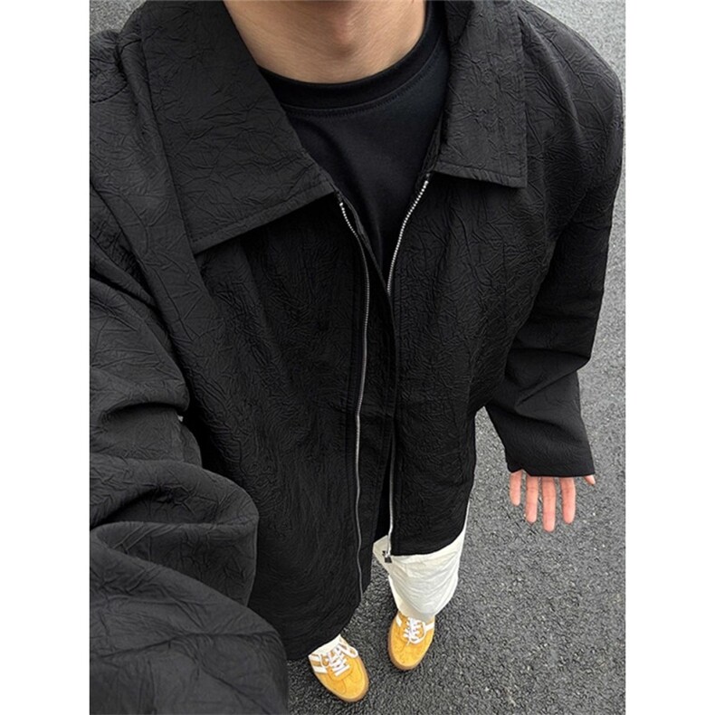 外套男春秋季美式高街褶皱翻领棒球服潮牌飞行员夹克JK602，男装夹克，星座1116A（原606A-3）