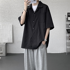 现货CS71553-P35特控68大码肌理感古巴领基础款衬衫，男装衬衫，电商D232