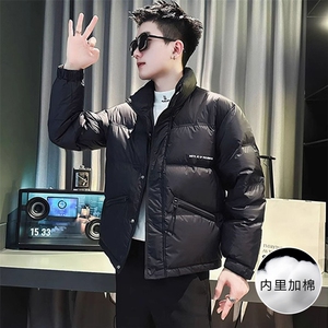 冬季潮牌羽棉服男休闲痞帅立领加厚短款上衣2025新款男士冬装图片