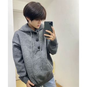 抖音得物 保暖立领拉链针织外套秋冬宽松慵懒风纯色毛衣上衣AM047图片