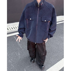 WJ0109-P88立领美式复古工装PU皮外套男春秋高级感痞帅装夹克，男装夹克，电商C233