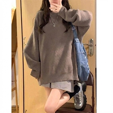 重磅秋冬男女纯色打底针织衫圆领套头半高领毛衣美式复古休闲上衣，男装T恤，电商A486