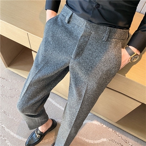 秋冬加厚毛呢西裤男士商务西裤小脚休闲裤高级感XK172-P60图片