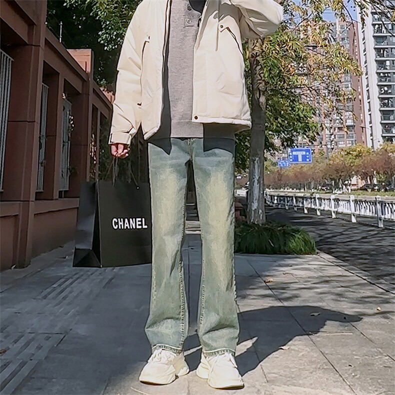 秋冬季男款长裤美式复古微喇叭牛仔裤高街休闲裤1412-2/992/P60,男装牛仔裤,星座1412-2