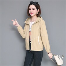 连帽短外套女2021春秋季韩版宽松bf夹克小个子上衣百搭春秋外套，女装短外套，依恋蒂丝