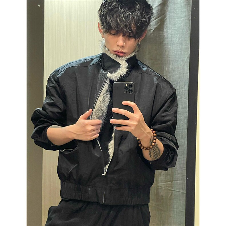 座山雕毛领棉服外套男秋冬加绒加厚棉衣高级感痞帅美式飞行员夹克,男装夹克,星座506A