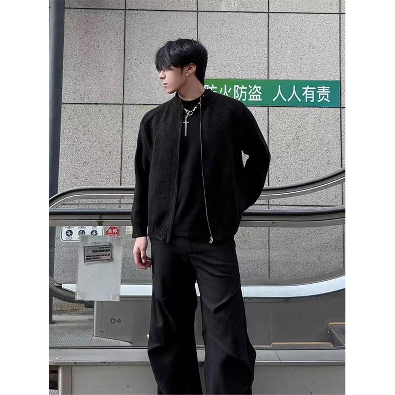 【网图慎用】圆领拉链毛衣慵懒氛围感针织开衫5Q1136-TP65控118,男装针织衫/毛衣,电商A102