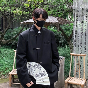 1新中式M-5XL大码96%聚酯纤维4%氨纶金属搭扣西服XF77858P85控138图片