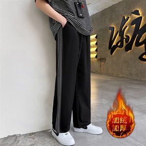 K404-P45  加绒款P55 冬季休闲裤男士西裤大码阔腿裤垂感直筒裤子图片