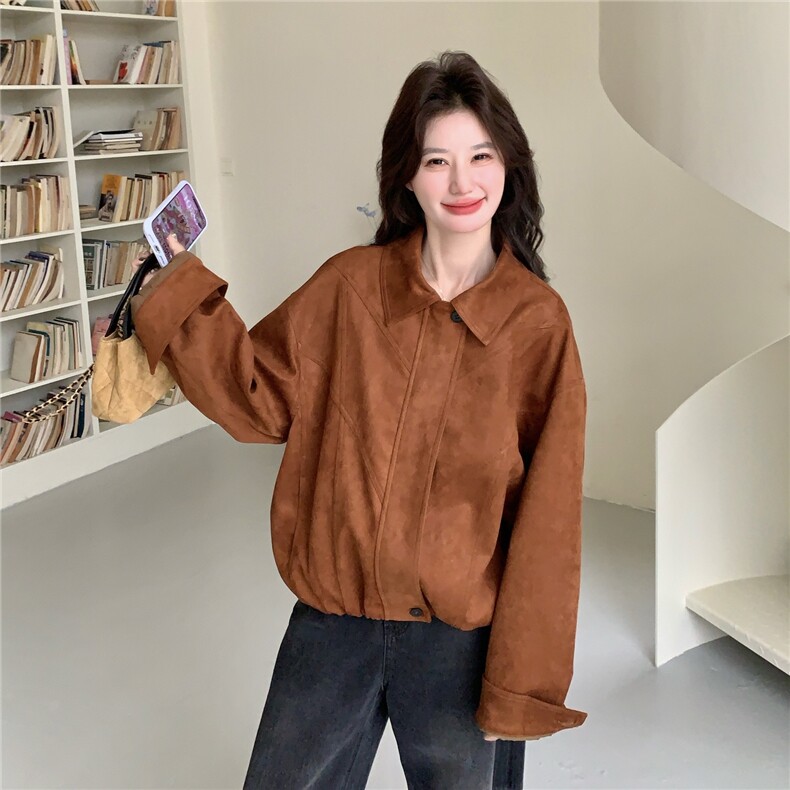 现货新款麂皮绒外套26164P150K238,女装短外套,2D035