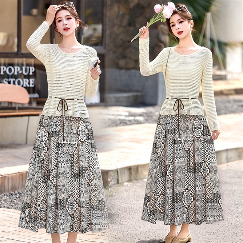 现货巨好看大方得体罩衫两件套裙装，女装套装/套裙，韩蔻秀